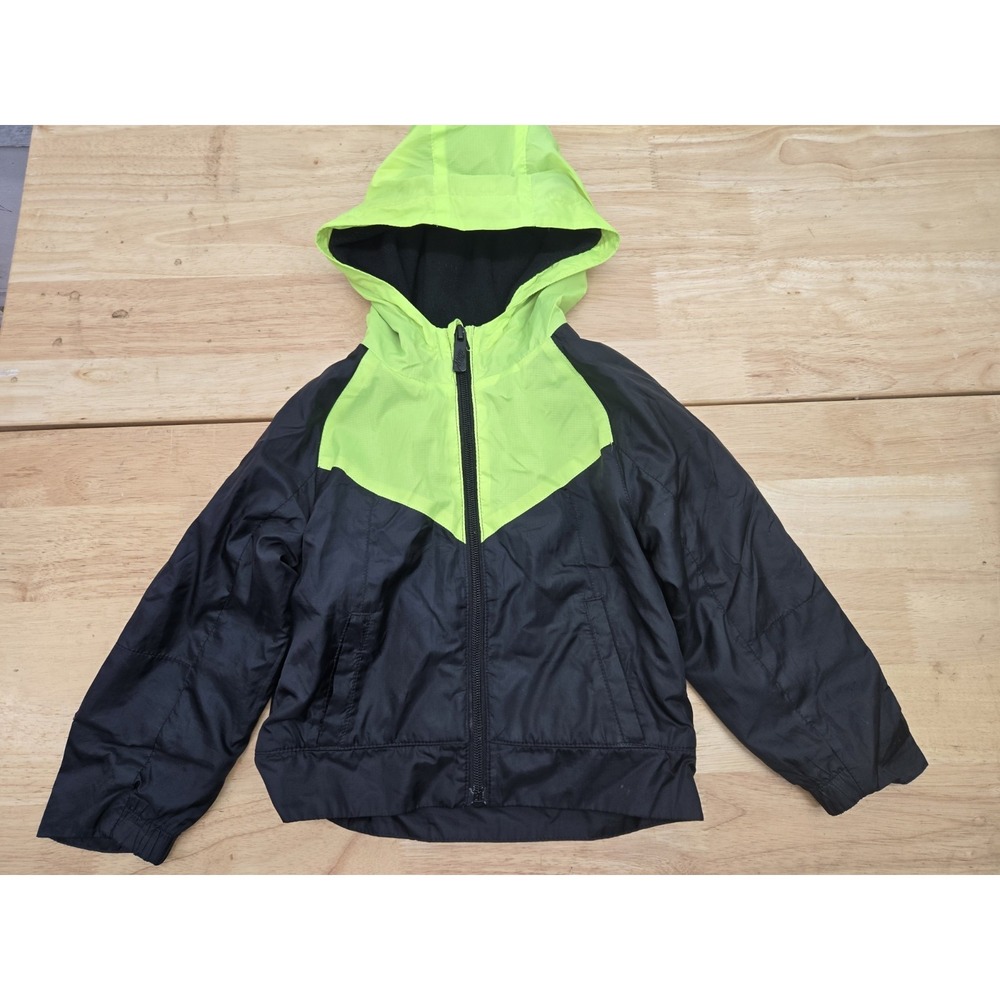 Nike Toddler Boy's Fleece Lined Windbreaker Jckt‎  2T - Black/Lime Green